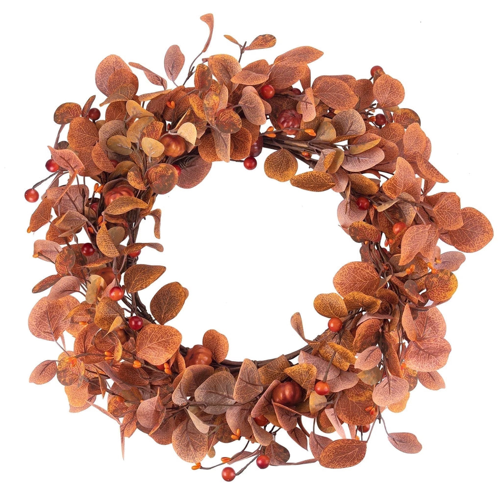 Fall Wreaths for Front Door, 22" Artificial Eucalyptus Leaves Autumn Wreaths Modern Farmhouse Fall Decoration for Home