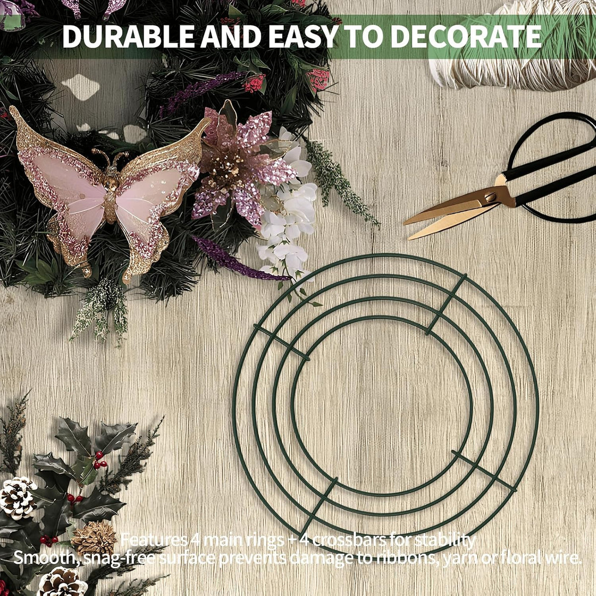 2 Pack Metal Wreath Frame 8 in Wreath Making Supplies, Sturdy round Metal Wreaths Form for DIY Fall, Holiday, Christmas, Valentine’S Day Crafts Decorate Home, Garden, Windows