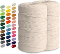2 Pack Macrame Cord - 3Mm 220 Yards Cotton Rope, 4Mm 5Mm Yarn, String for Crafts, Perfect for Macrame Wall Hanging and Boho Decorations (Milkcream)