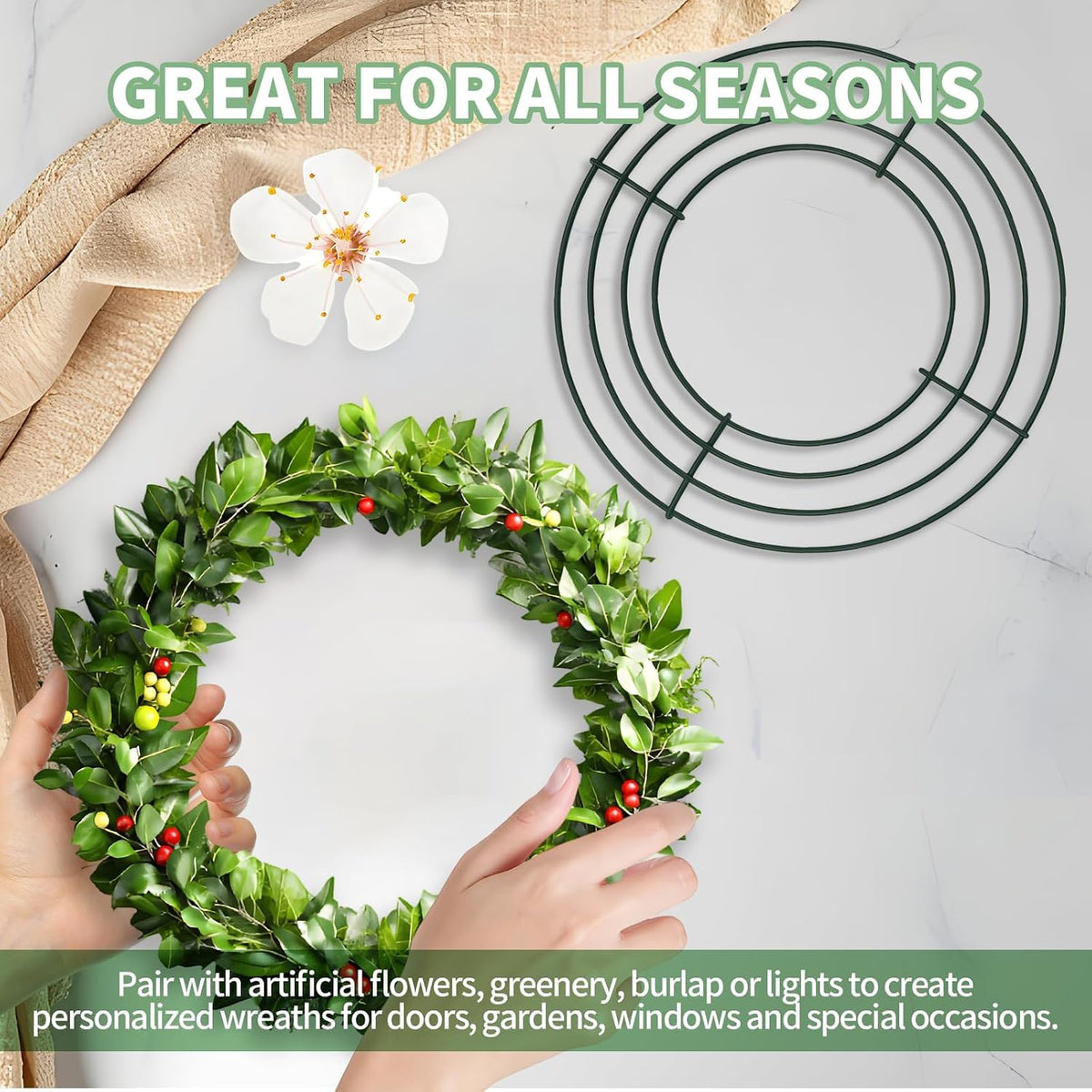 2 Pack Metal Wreath Frame 8 in Wreath Making Supplies, Sturdy round Metal Wreaths Form for DIY Fall, Holiday, Christmas, Valentine’S Day Crafts Decorate Home, Garden, Windows