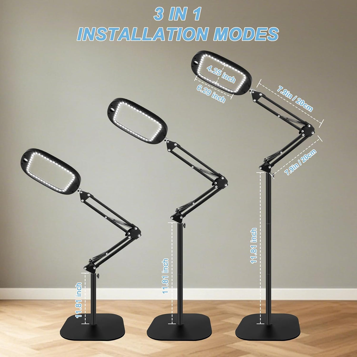10X 30X Large Floor Magnifying Glass with Light and Stand