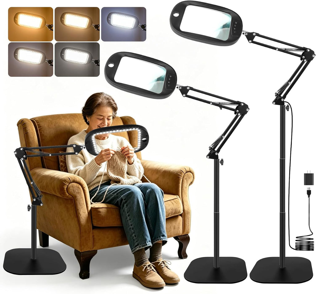 10X 30X Large Floor Magnifying Glass with Light and Stand